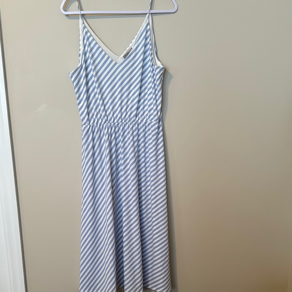 H&M l Blue and White Striped Dress